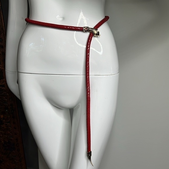 Vintage DL Auld Red Metal Mesh Snake Necklace Belt - Picture 4 of 11